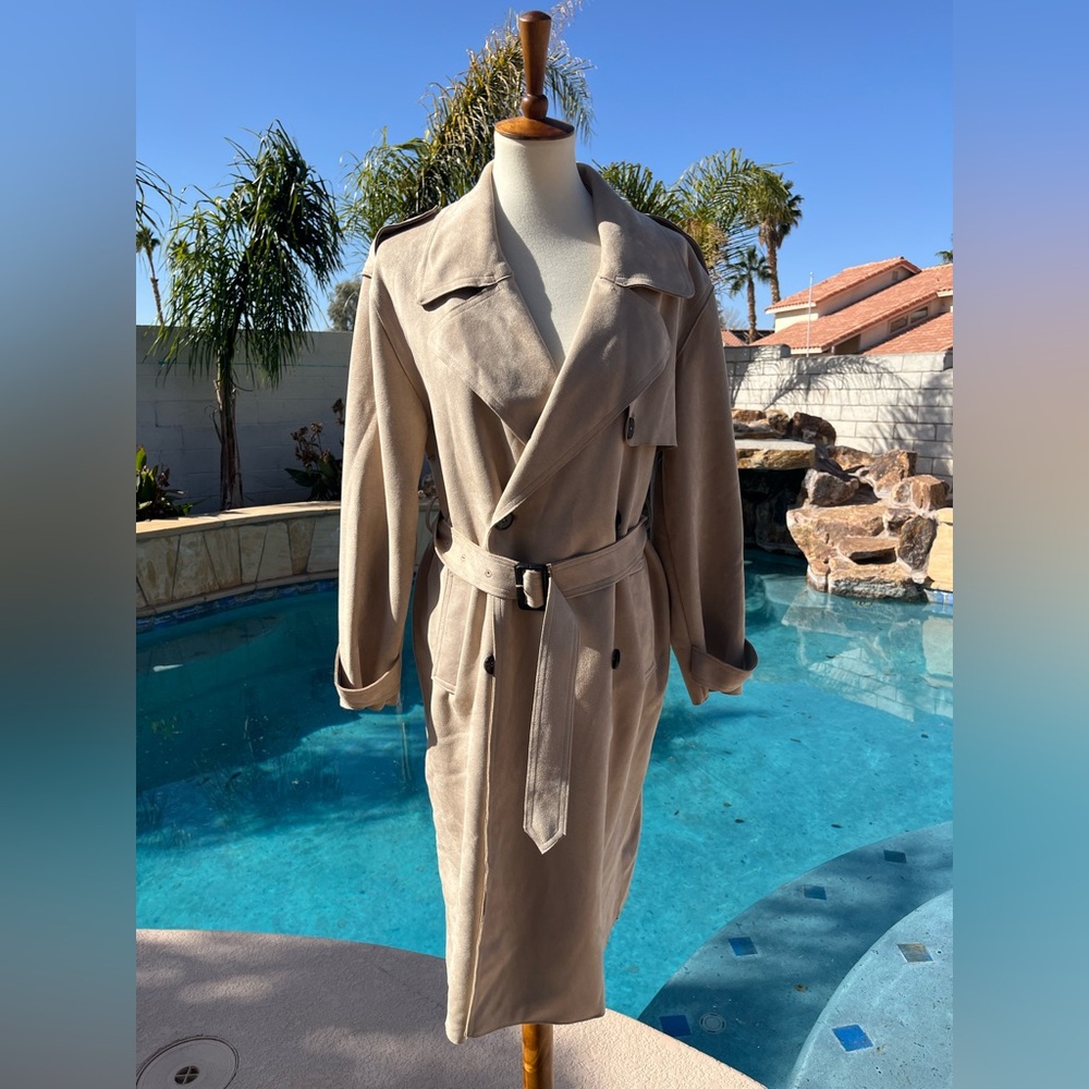 Zara Faux Suede Tan Trench Coat